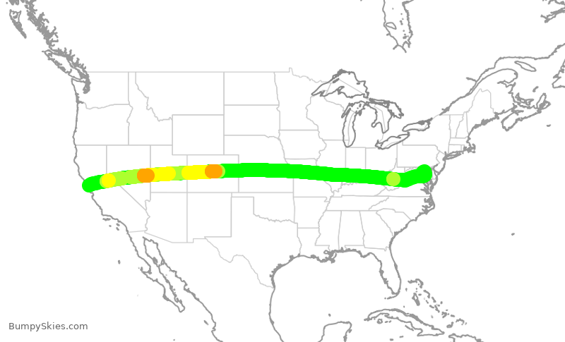 Turbulence forecast map for SWA1342, SFO to BWI