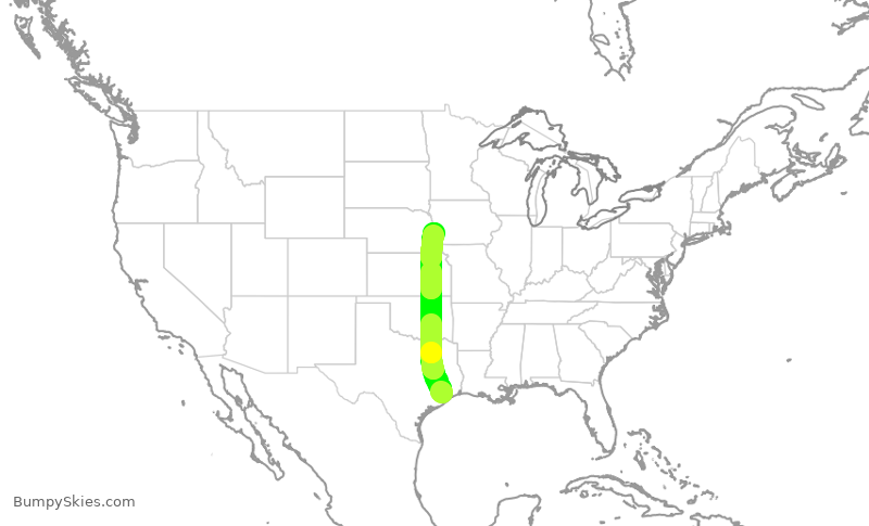 Turbulence forecast map for SWA1343, HOU to OMA