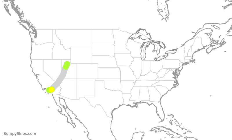 Turbulence forecast map for SWA1345, SLC to LGB