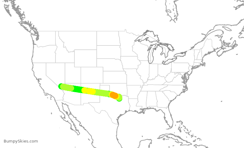 Turbulence forecast map for SWA1347, LAS to DAL