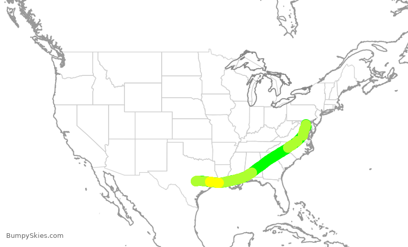 Turbulence forecast map for SWA1349, AUS to BWI