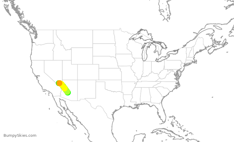 Turbulence forecast map for SWA1351, PHX to LAS