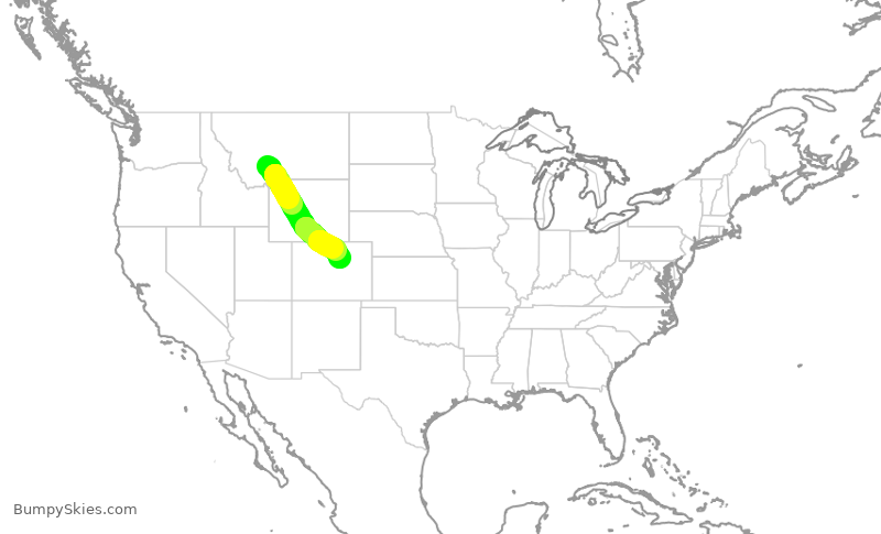 Turbulence forecast map for SWA1353, BZN to DEN