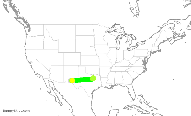 Turbulence forecast map for SWA1354, ELP to DAL