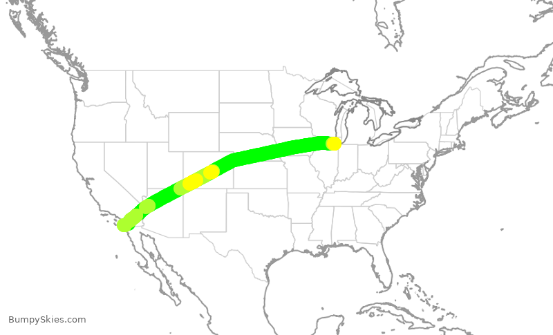 Turbulence forecast map for SWA1357, MDW to SAN