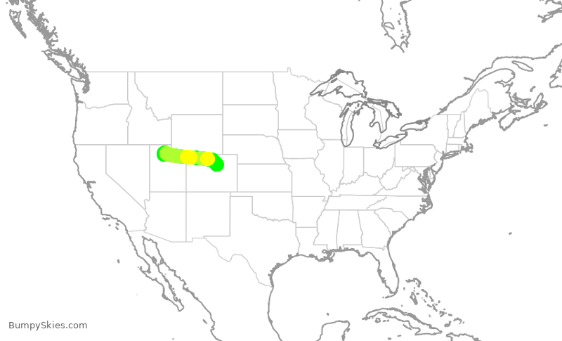 Turbulence forecast map for SWA1358, SLC to DEN