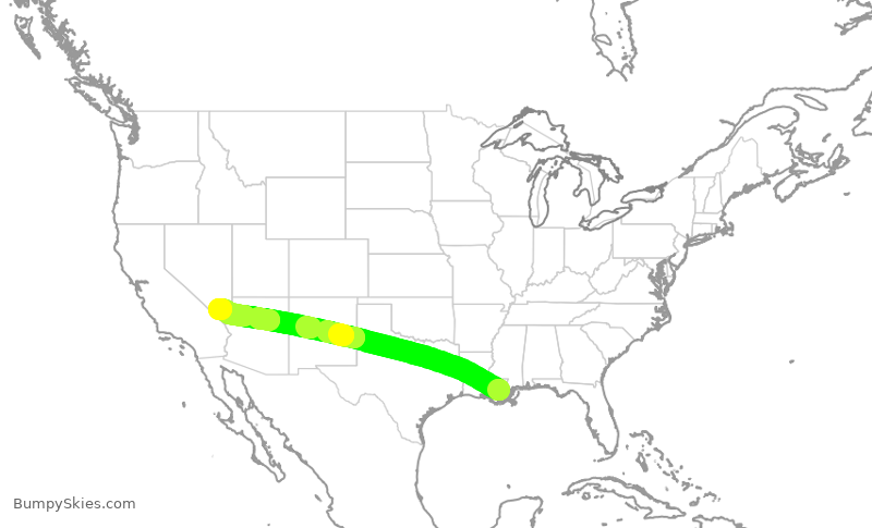 Turbulence forecast map for SWA135, MSY to LAS