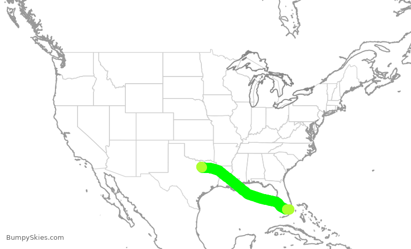 Turbulence forecast map for SWA1361, DAL to MIA