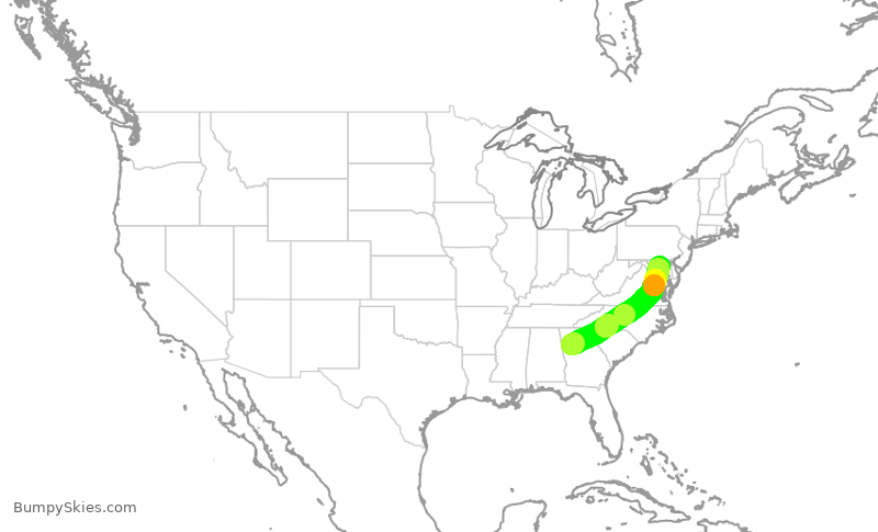 Turbulence forecast map for SWA136, ATL to BWI