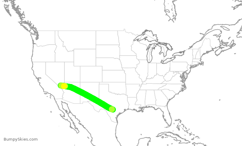 Turbulence forecast map for SWA136, LAS to SAT