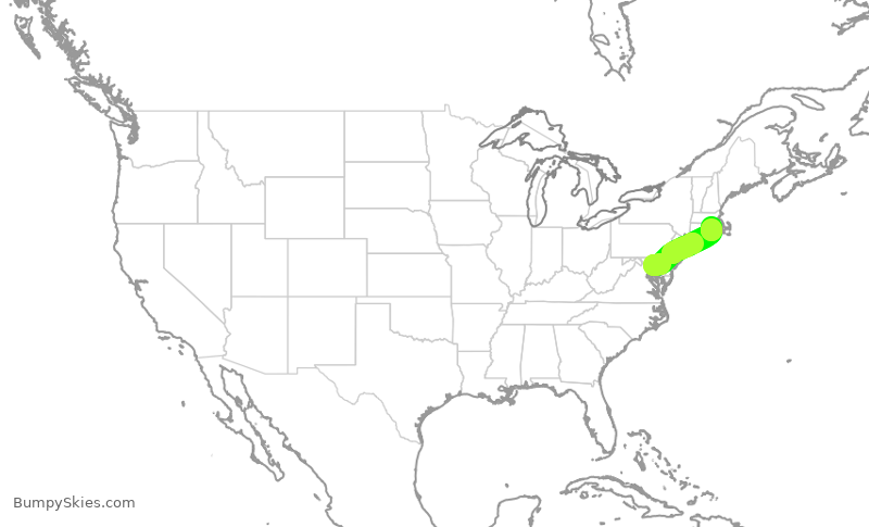 Turbulence forecast map for SWA1372, BWI to PVD