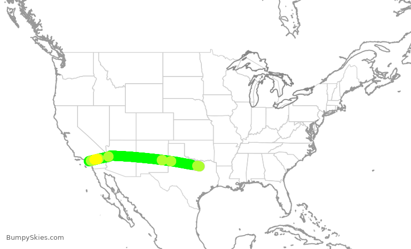 Turbulence forecast map for SWA1372, DAL to SNA