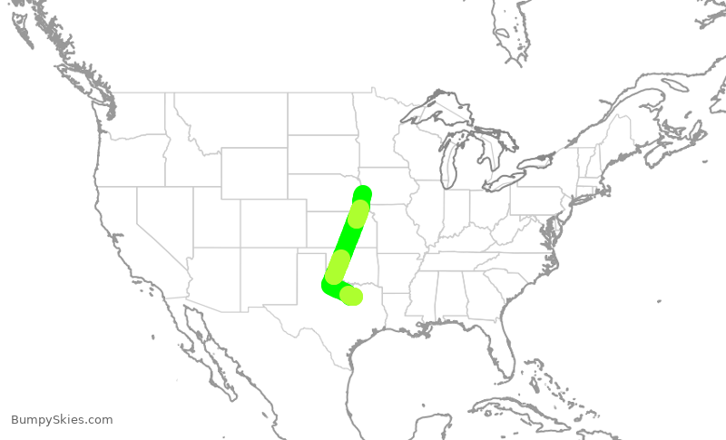 Turbulence forecast map for SWA1374, DAL to OMA