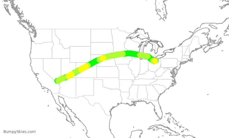 Turbulence forecast map for SWA1376, CLE to LAS