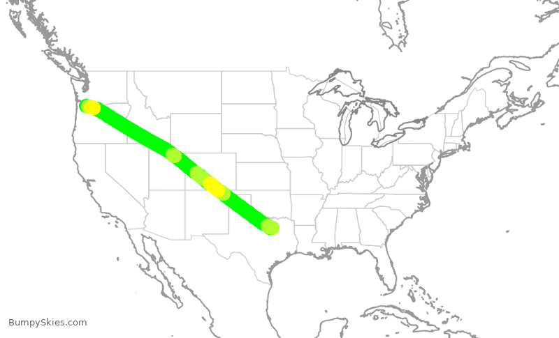 Turbulence forecast map for SWA1377, DAL to PDX