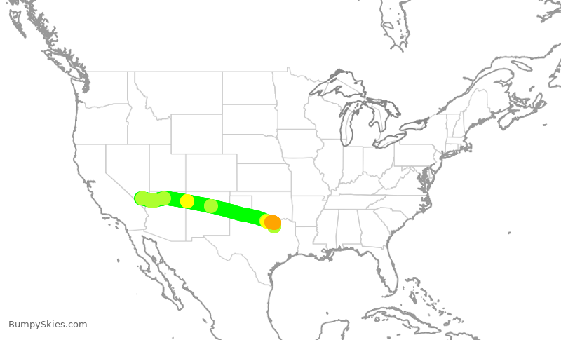 Turbulence forecast map for SWA137, LAS to DAL