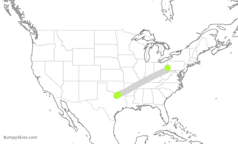 Turbulence forecast map for SWA137, PIT to DAL