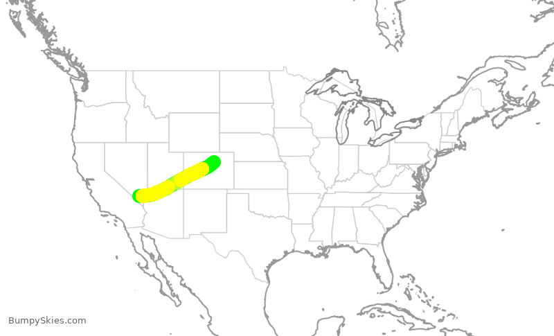 Turbulence forecast map for SWA1382, LAS to DEN