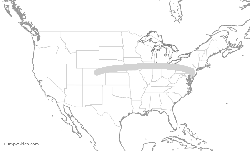 Turbulence forecast map for SWA1383, PHL to DEN