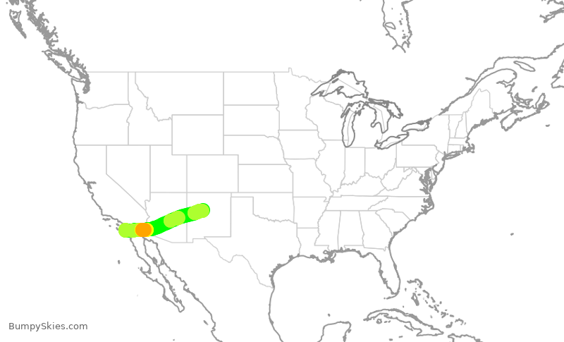 Turbulence forecast map for SWA138, SAN to ABQ