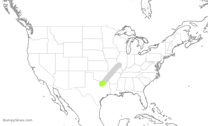 Turbulence forecast map for SWA138, STL to DAL