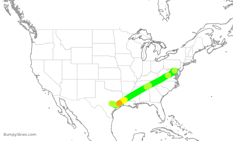 Turbulence forecast map for SWA1393, BWI to AUS