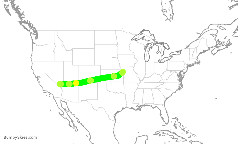 Turbulence forecast map for SWA1394, LAS to MCI