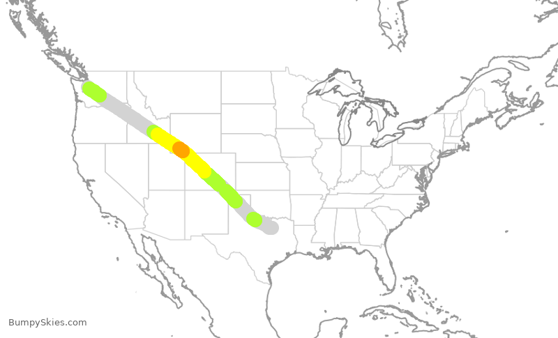 Turbulence forecast map for SWA1406, DAL to SEA