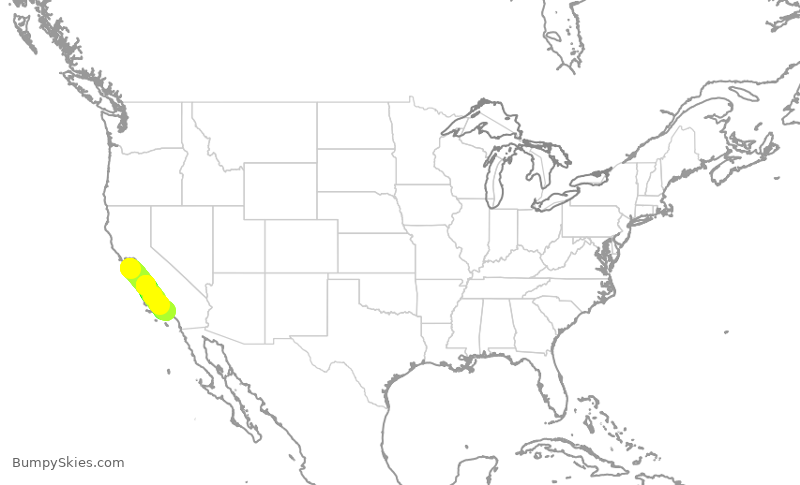 Turbulence forecast map for SWA1408, SJC to LAX