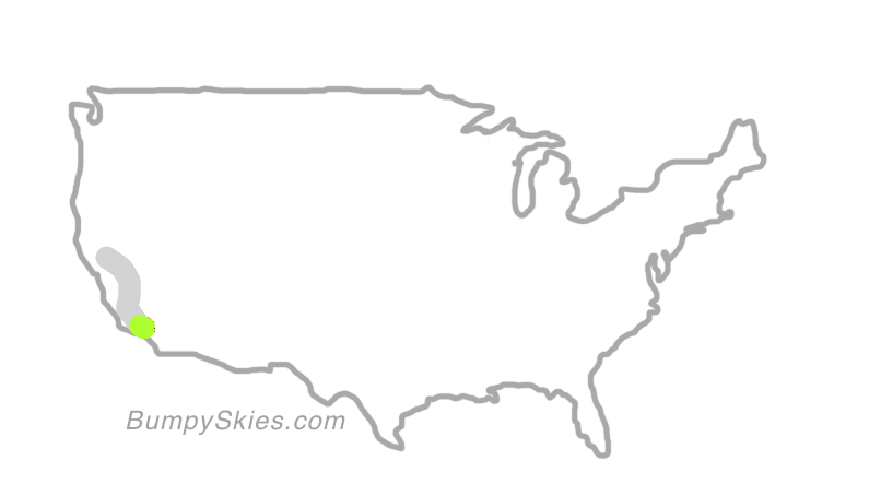 Map of continental US with illustrated flight path and turbulence forecast (described in text below)
