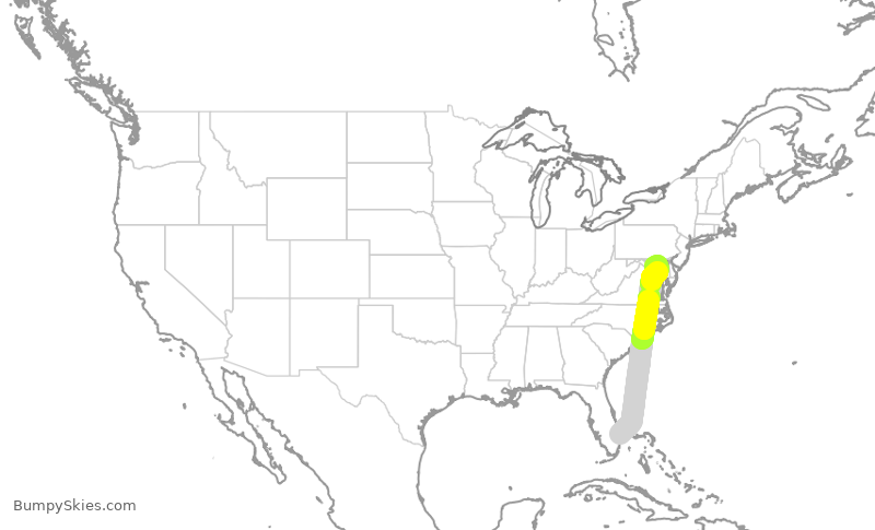 Turbulence forecast map for SWA1410, KDJT to BWI