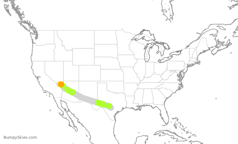Turbulence forecast map for SWA1412, SAT to LAS