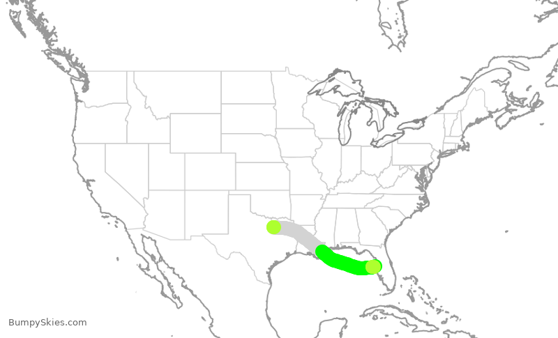 Turbulence forecast map for SWA1415, DAL to TPA