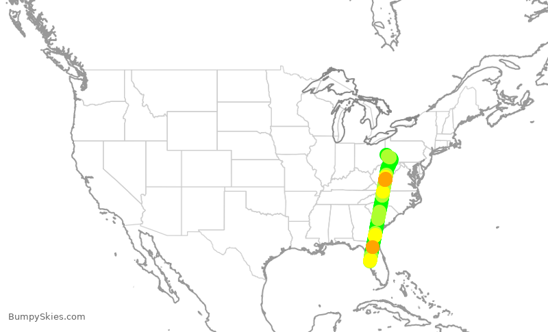 Turbulence forecast map for SWA1416, TPA to PIT