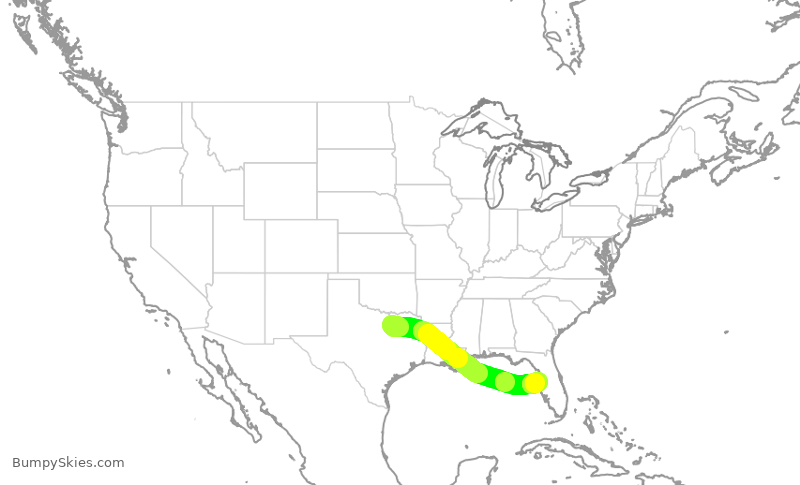 Turbulence forecast map for SWA1417, DAL to TPA