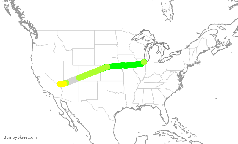 Turbulence forecast map for SWA1422, LAS to MDW