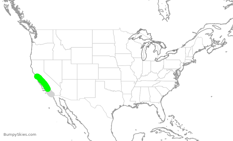 Turbulence forecast map for SWA1422, SAN to OAK