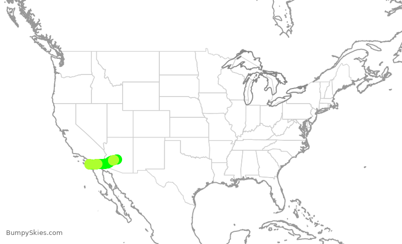 Turbulence forecast map for SWA1424, SAN to PHX