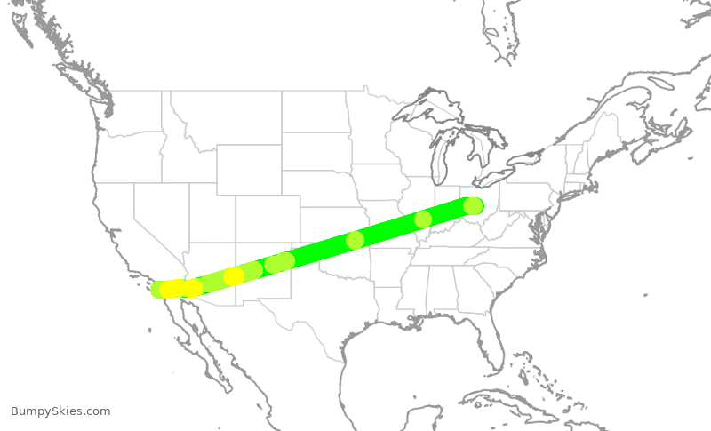 Turbulence forecast map for SWA1426, CMH to SAN
