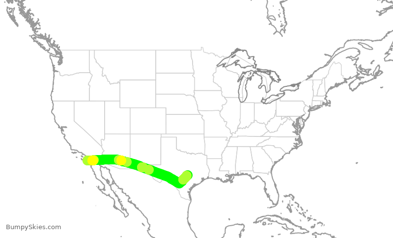 Turbulence forecast map for SWA1426, SAN to AUS