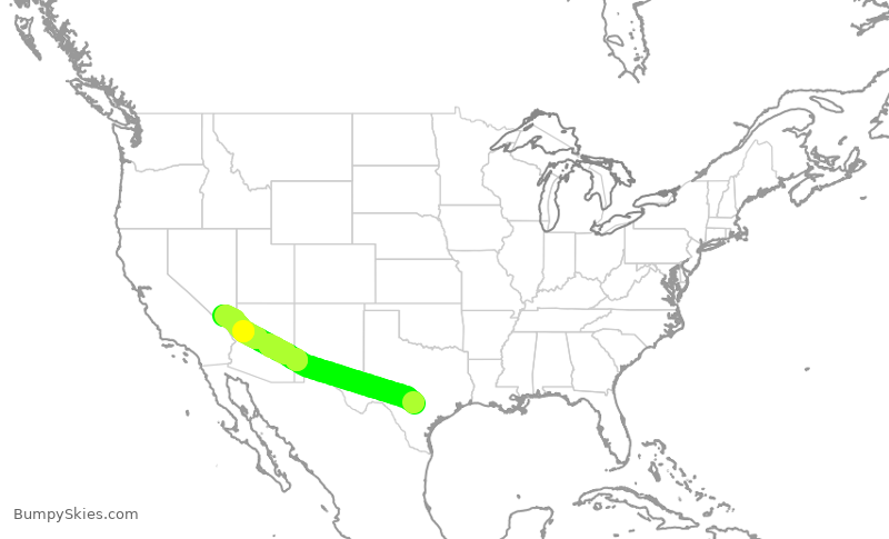 Turbulence forecast map for SWA1427, SAT to LAS