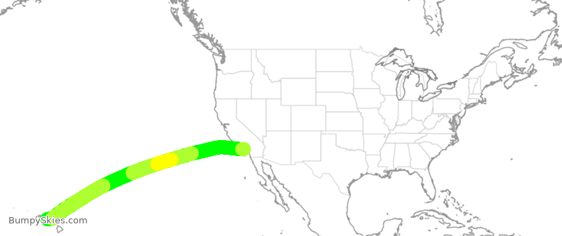 Turbulence forecast map for SWA1427, HNL to LAX