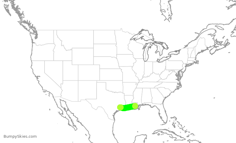 Turbulence forecast map for SWA1429, MSY to HOU