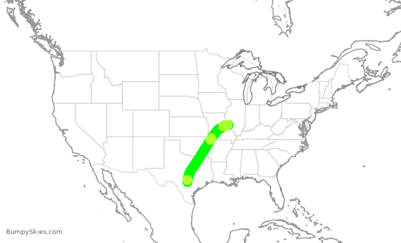 Turbulence forecast map for SWA1430, SAT to STL