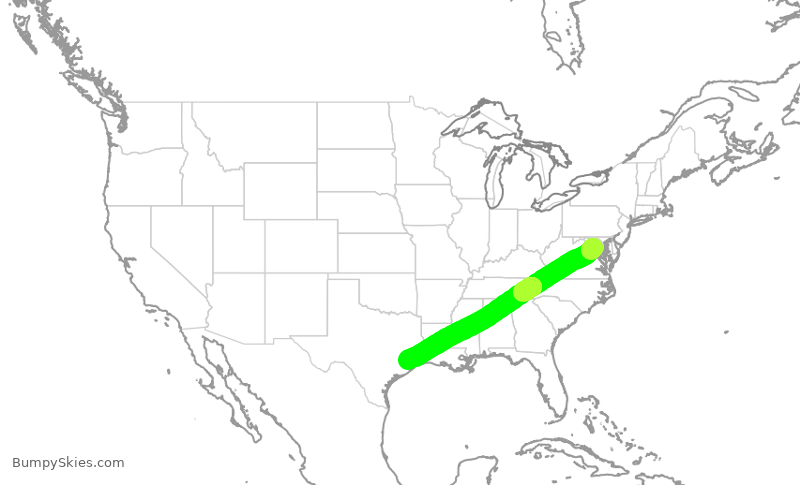Turbulence forecast map for SWA1432, DCA to HOU