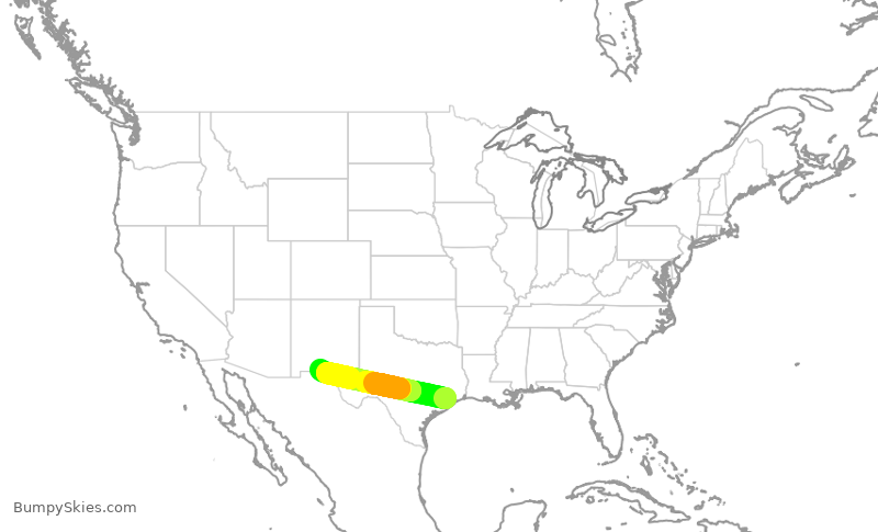 Turbulence forecast map for SWA1439, HOU to ELP