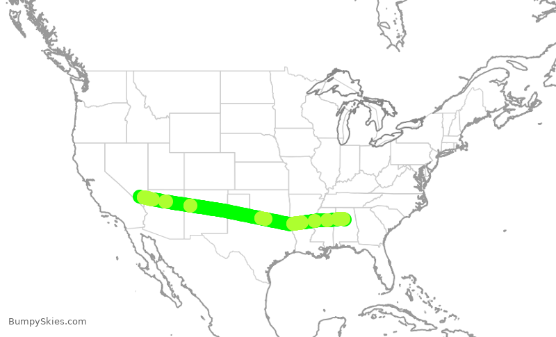 Turbulence forecast map for SWA143, LAS to BHM