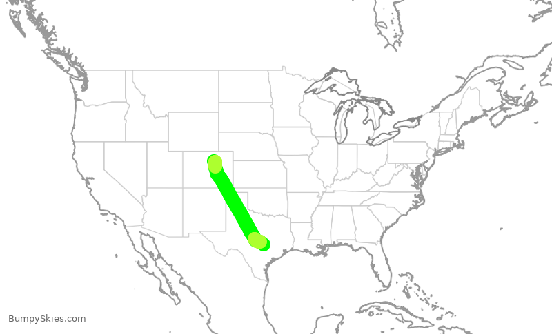 Turbulence forecast map for SWA1440, DEN to AUS