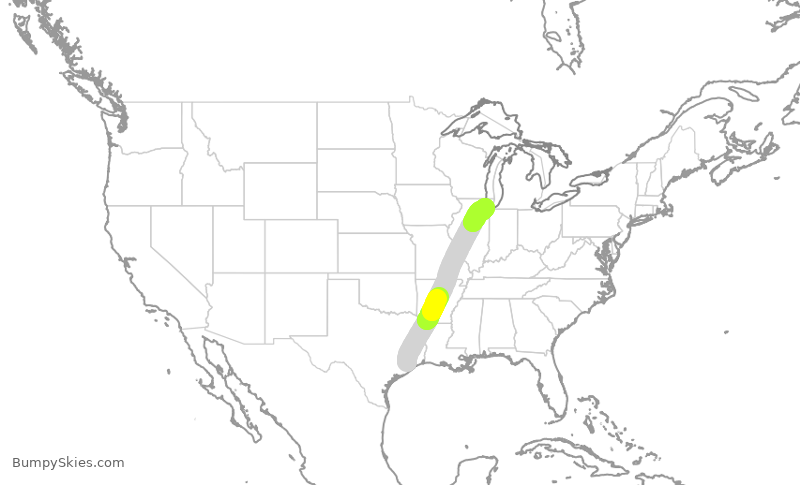 Turbulence forecast map for SWA1444, HOU to MDW