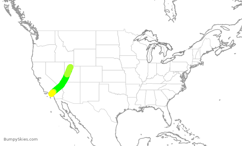Turbulence forecast map for SWA1450, LGB to SLC